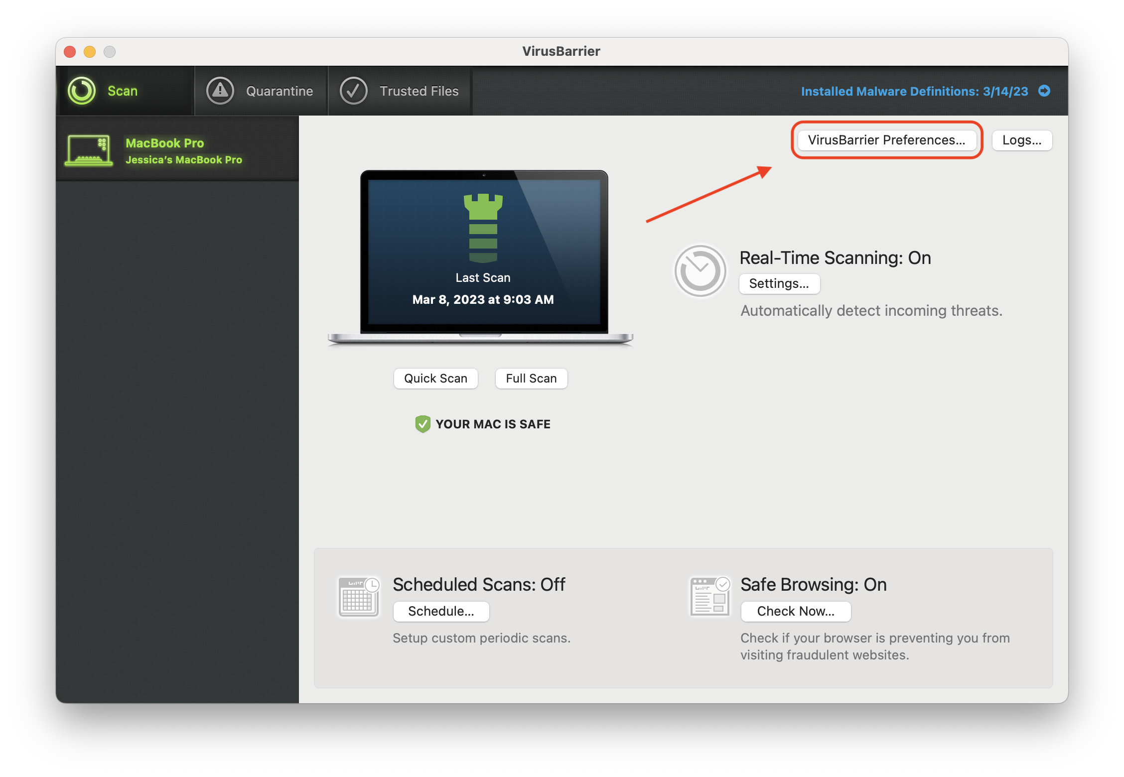 How to Open VirusBarrier Preferences.png